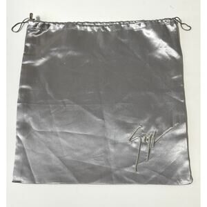 Giuseppe Zanotti Silver Satin Drawstring Dust Bag Storage Travel 16"x15"